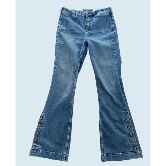 ANTHROPOLOGIE / PILCRO Hi Rise Bootcut Button Hem Jean Size 30 - Picture 3 of 8